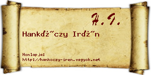 Hankóczy Irén névjegykártya